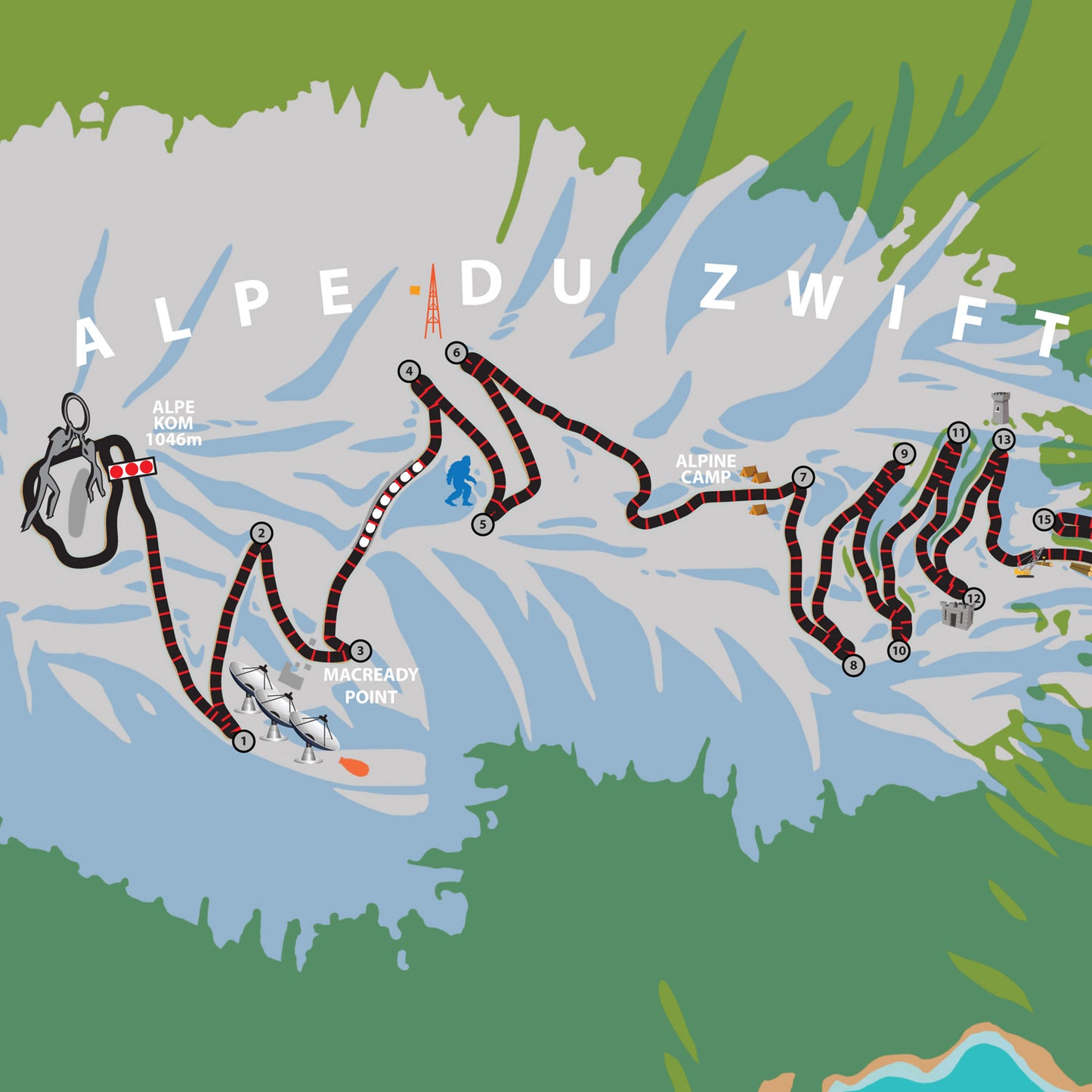 Watopia Routes Watopia Map Poster (24x36