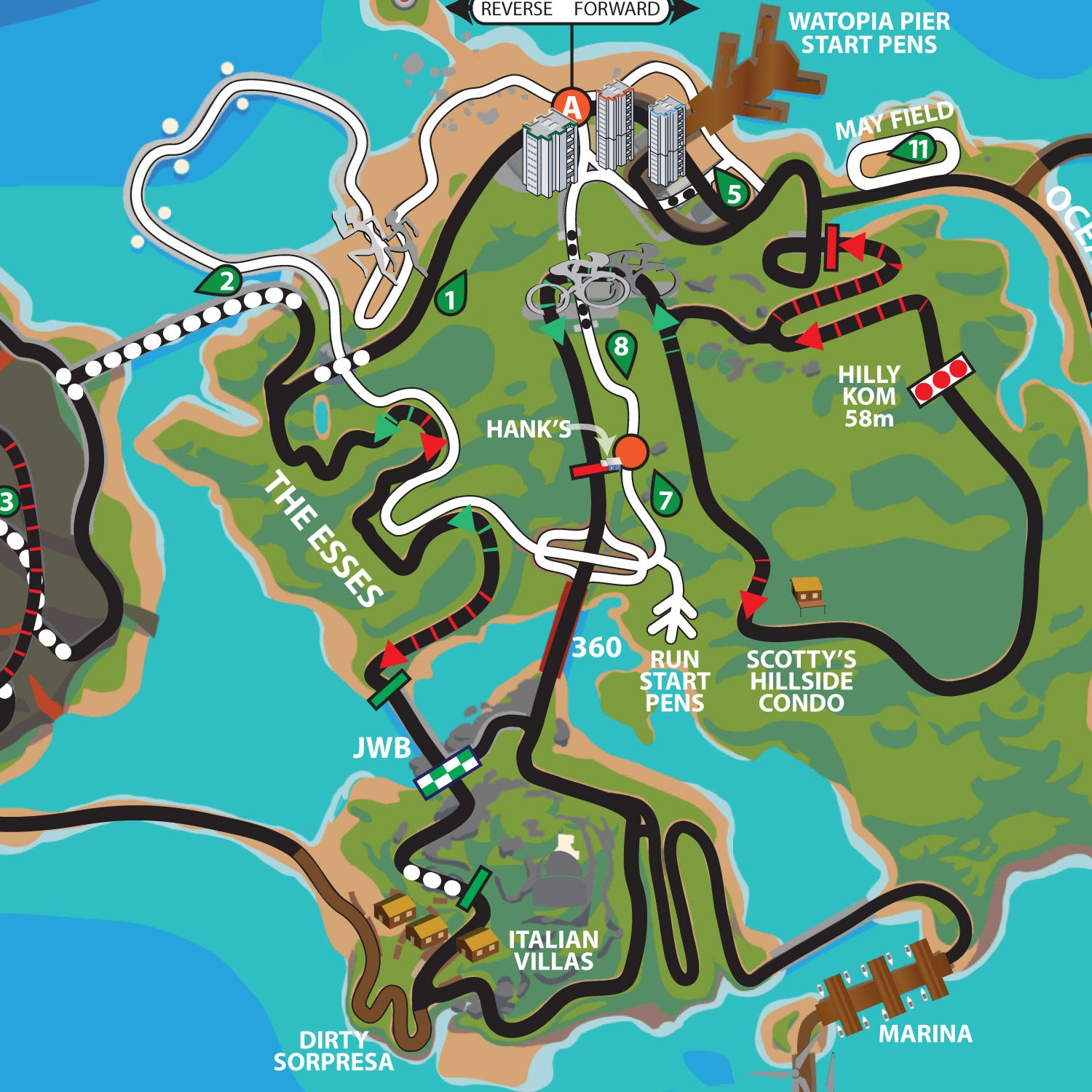 Watopia Routes Watopia Map Poster (24x36